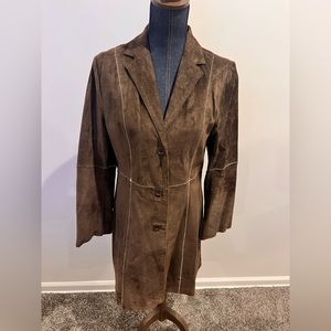 Brown Suede Trench Shirt Coat